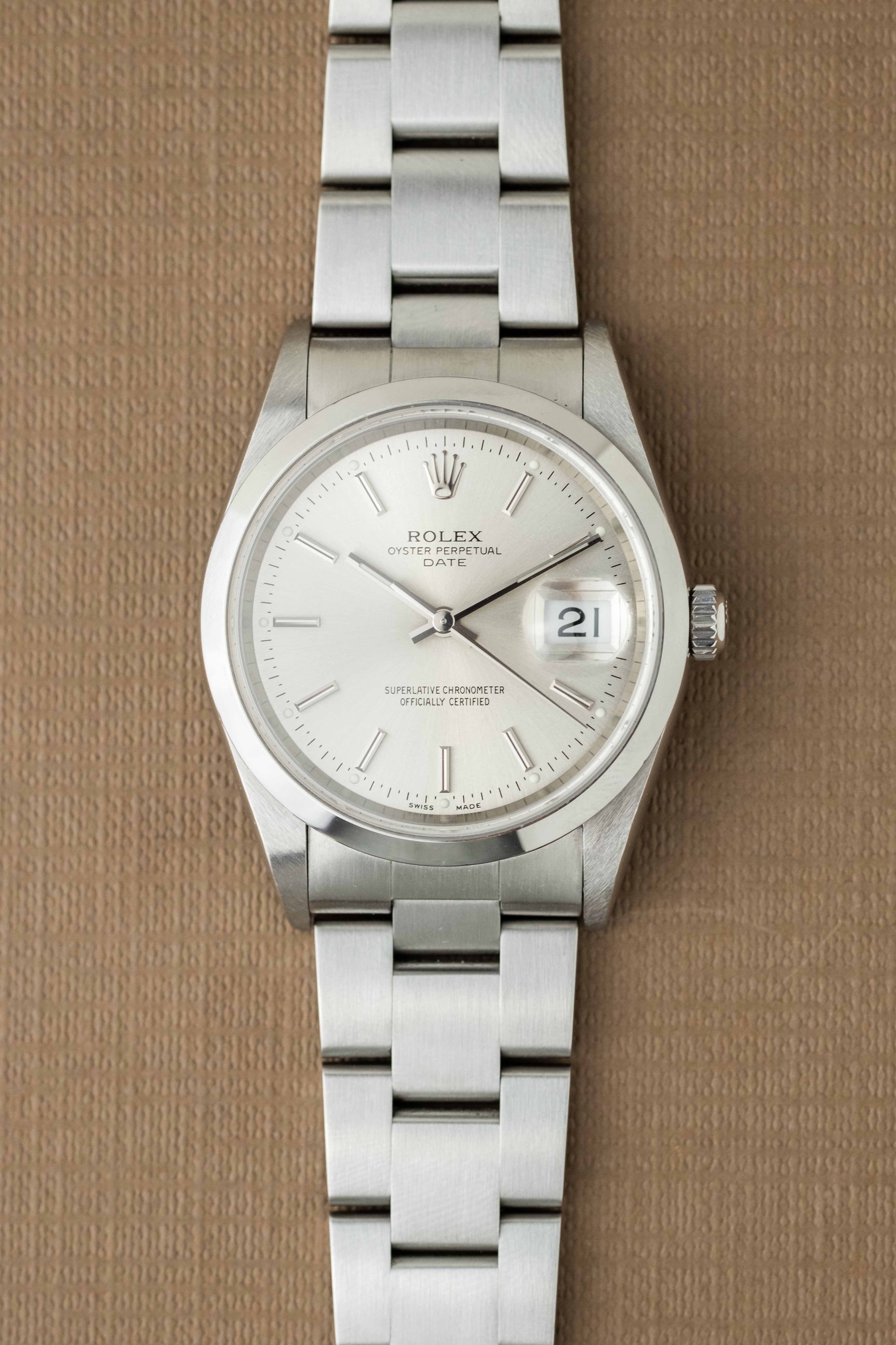Rolex Oyster Perpetual Date 34 Ref. 15200 'Silver' Dial 2002 w/ Papers