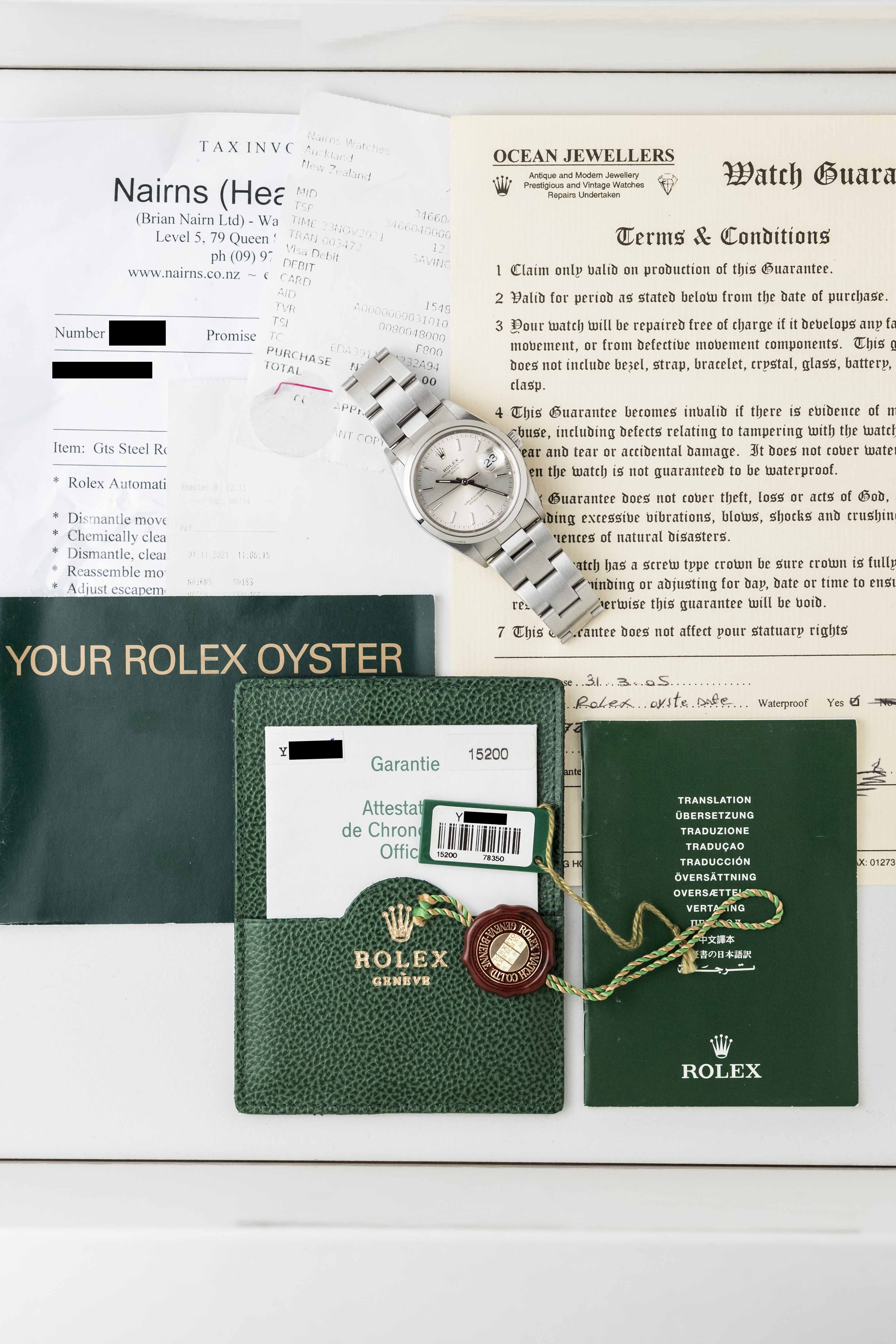 Rolex Oyster Perpetual Date 34 Ref. 15200 'Silver' Dial 2002 w/ Papers
