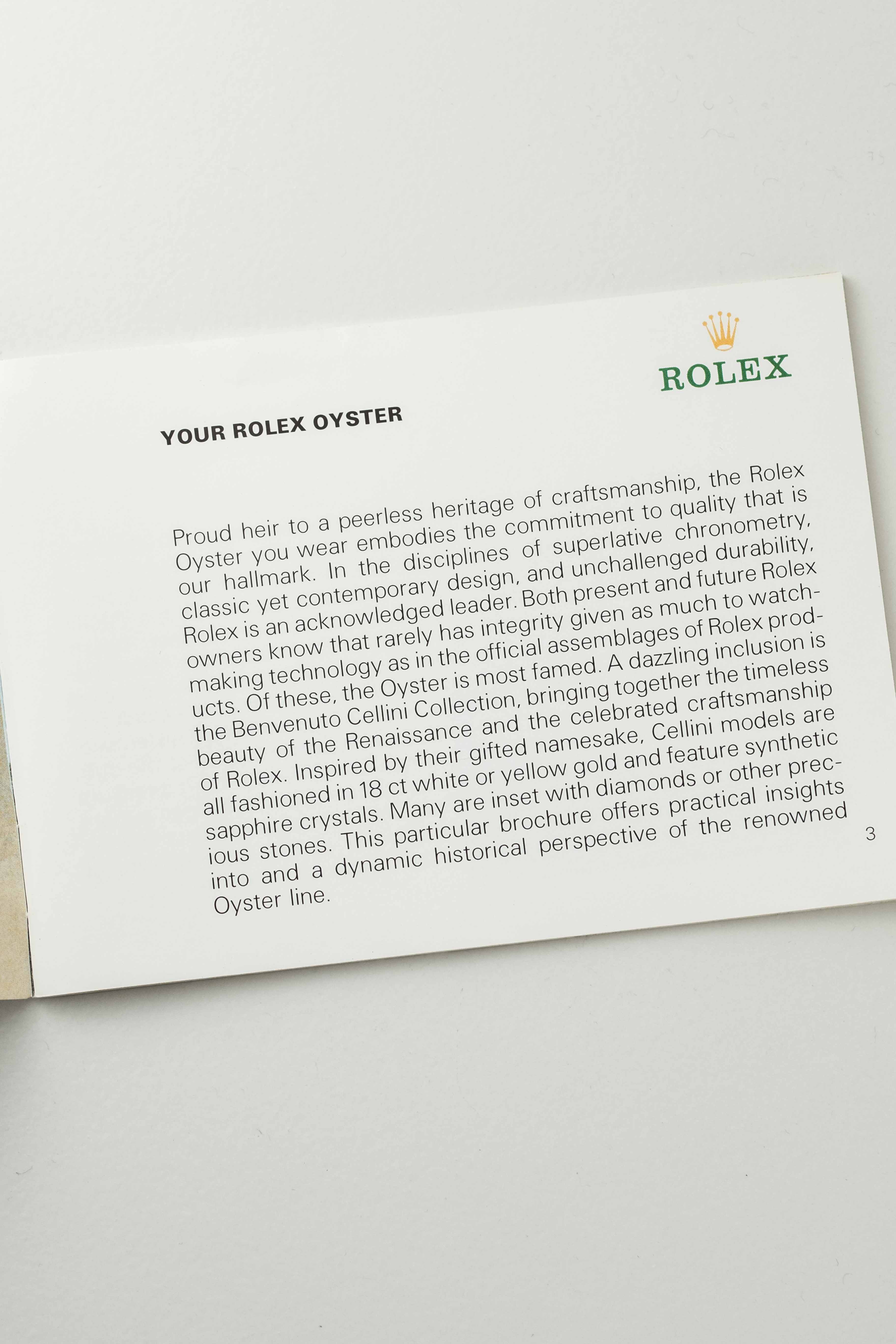 Rolex Your Oyster Booklet