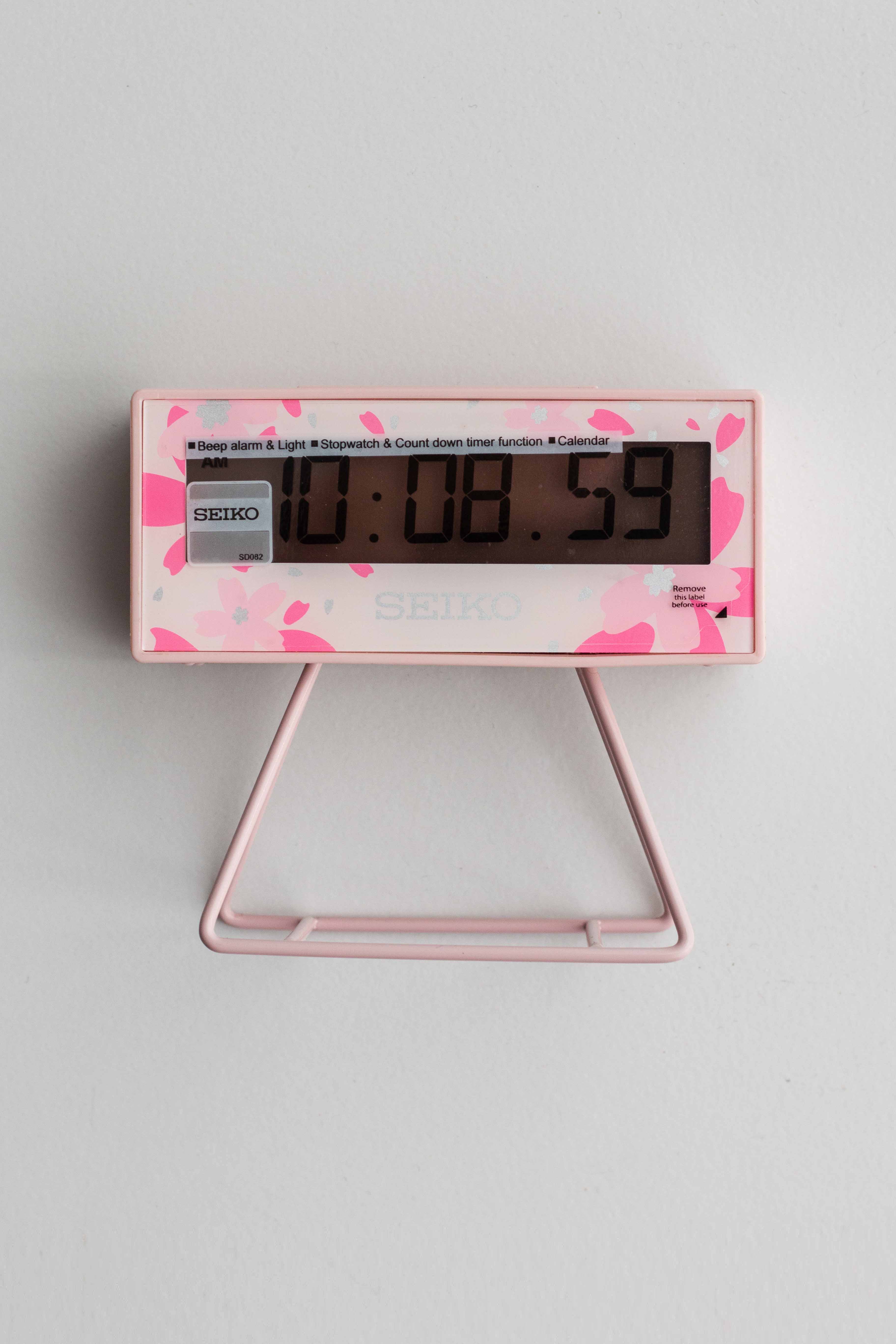 Seiko Pink Limited Edition Marathon Alarm Clock "Cherry Blossom" Ref. QHL082P